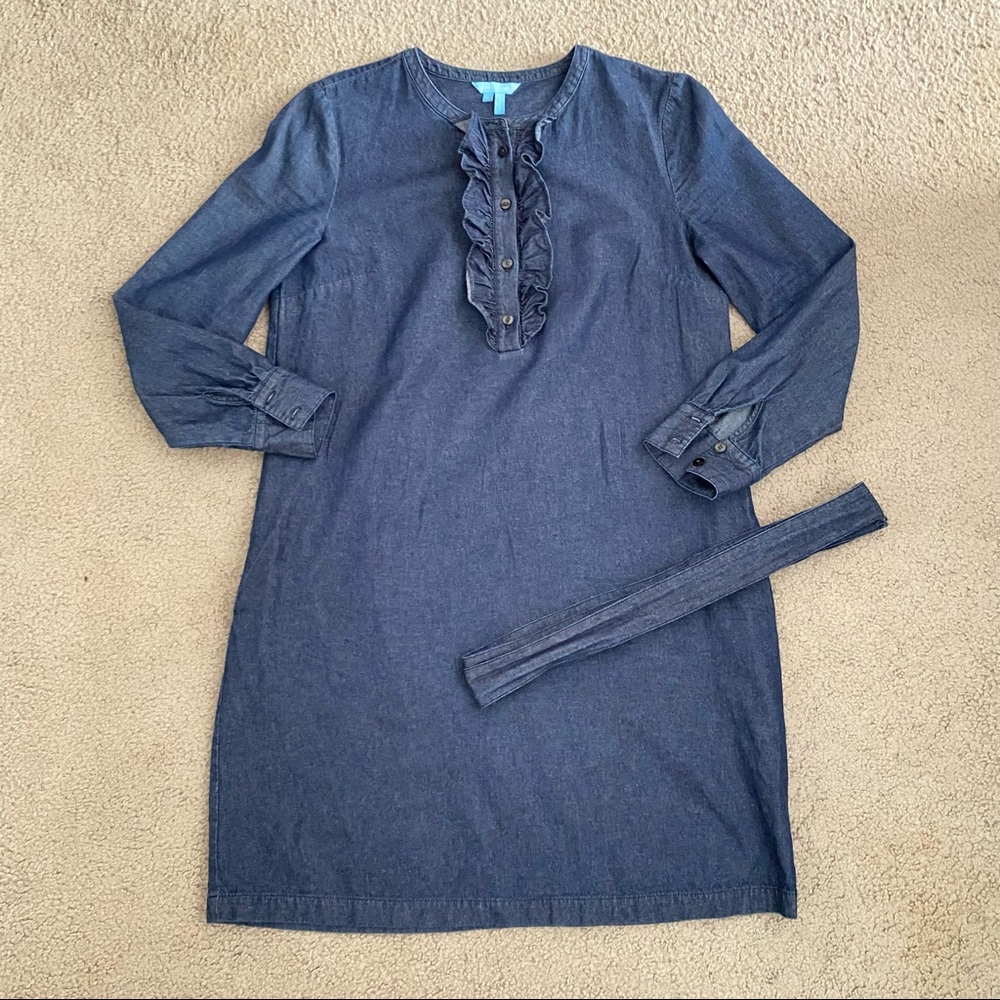 Draper James Chambray Ruffle Placket Shift Dress - image 2